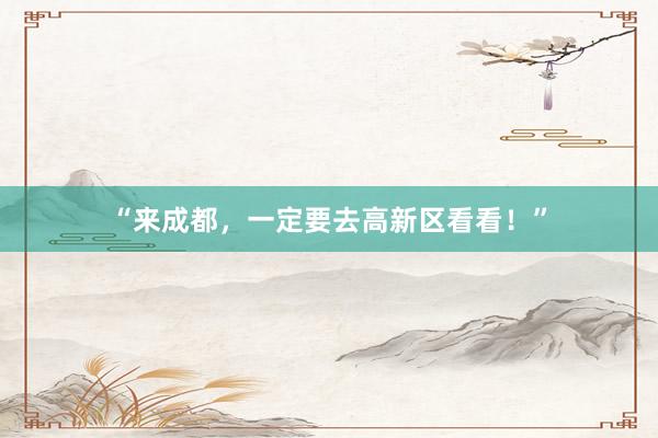 “来成都,一定要去高新区看看!”